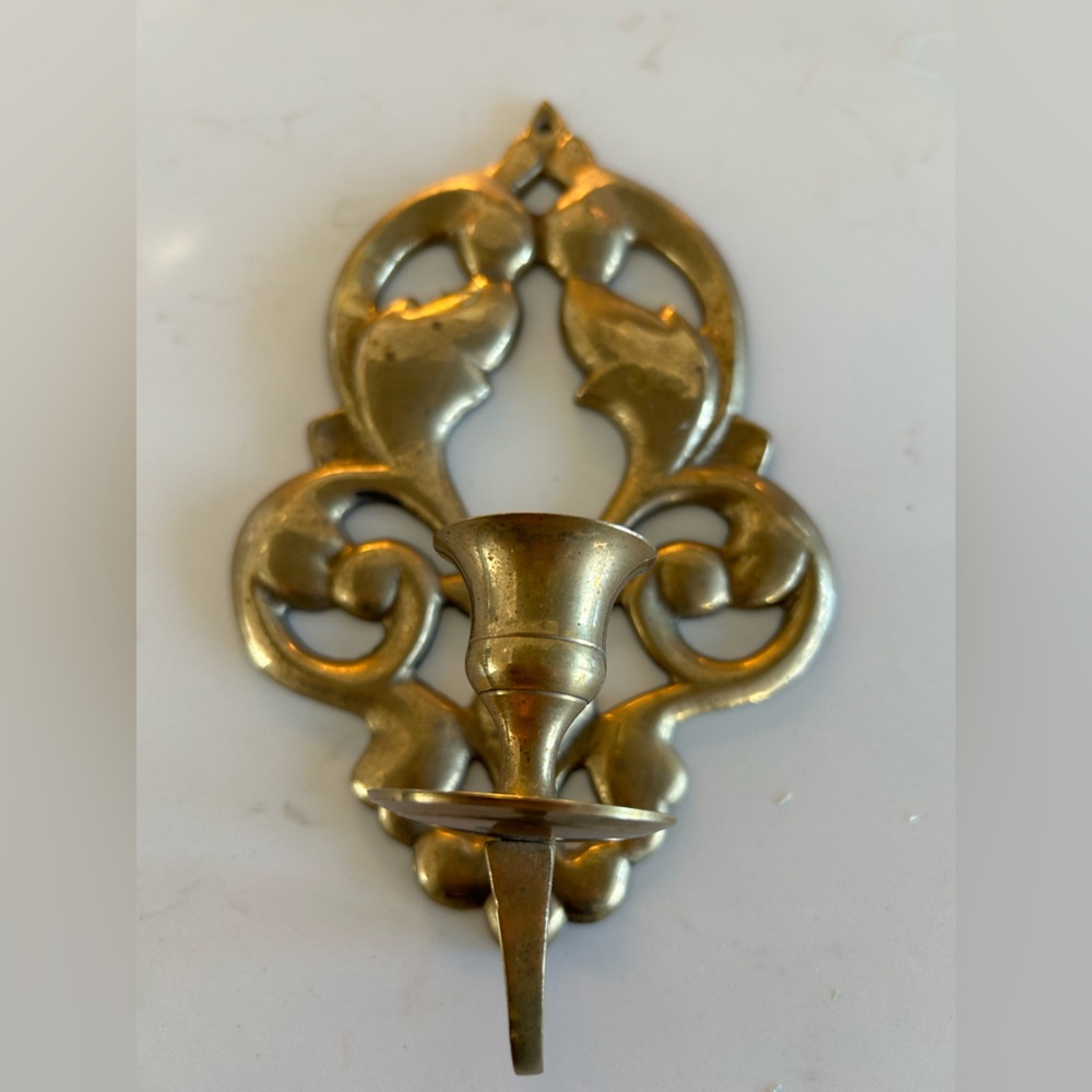 Vintage Solid Brass Candle Sconce . Luxford Gifts . Made in India